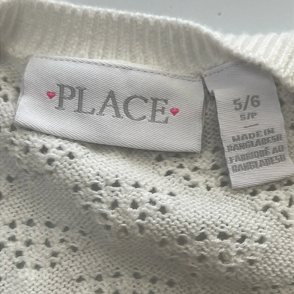 Children's Place White Eyelet Cardigan Sweater Size S 5/6